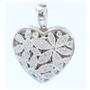 Image 2 : 14K WHITE GOLD DIAMOND HEART LOCKET PENDANT:8 GRAMS/DIAMOND:0.65CT