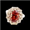 Image 1 : 4.88CT NATURAL MALAYA GARNET 14K WHITE GOLD RING