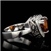 Image 2 : 3.40CT NATURAL MALAYA GARNET 18K WHITE GOLD RING