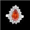 Image 2 : 3.54CT NATURAL SPESSARTITE 14K WHITE GOLD RING