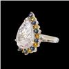 Image 2 : 1.28CT NATURAL CEYLON BLUE, YELLOW SAPPHIRE AND KUNZITE 14K WHITE GOLD RING