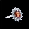 Image 2 : 4.25CT NATURAL MALAYA GARNET 14K White GOLD RING