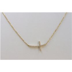 14K YELLOW GOLD CROSS PENDANT WITH CHAIN :2.53g/Diamond:0.19ct