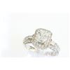 Image 1 : 14K WHITE GOLD DIAMOND RING:4.20 GRAMS/DIAMOND SIDES:0.69CT/RADIANT CUT DIAMOND CENTER :1.01CT