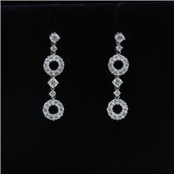 18k White Gold And Diamond Earring Round Shape Diamond- 1.52ct Weight- 4.13 Grams