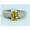 Image 1 : 14K WHITE GOLD RING 4.1 GRAM  DIAMOND 0.33CT YELLOW SAPPHIRE 1.65CT