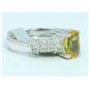 Image 2 : 14K WHITE GOLD RING 4.1 GRAM  DIAMOND 0.33CT YELLOW SAPPHIRE 1.65CT