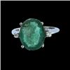 Image 1 : 4.71CT NATURAL COLUMBIAN EMERALD 14K WHITE GOLD RING