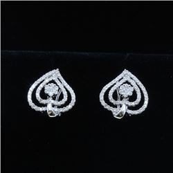 18k White Gold And Diamond Earring Round Shape Diamond- 1.07ct Diamond- 0.08ct Weight- 5.87 Grams