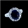 Image 1 : 4.57CT NATURAL CEYLON BLUE SAPPHIRE 14K WHITE GOLD RING