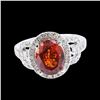 Image 1 : 4.66CT NATURAL MALAYA GARNET 14 WHITE GOLD RING