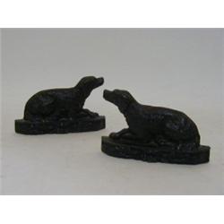 A PAIR OF CAST IRON FIRESIDE ORNAMENTS, early 20th Century, formed as ladradors, height 8cm (2) 2...
