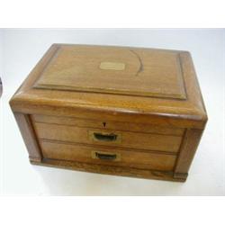 AN OAK FLATWARE CANTEEN, only, early 20th Century, hinged lid over two fitted drawers, width 46cm...