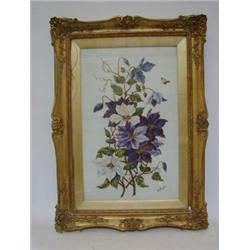 RISTE, K, late 19th Century, a series of three still life studies of fruit/flowers on opaque glas...