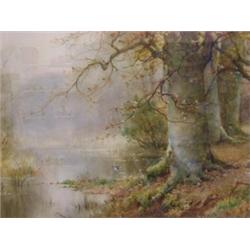 IRELAND, THOMAS, TAYLER, (?-c.1927), a pair of landscape watercolours, autumn woodlands with stre...