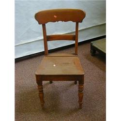 A SET OF SIX MAHOGANY CHAIRS, Victorian, tablet backs, solid seats (6) (s.d.)  50-80...