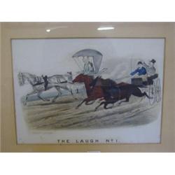 A PAIR OF SPORTING PRINTS, 'The Laugh No. 1' and 'The Laugh No. 2' lithographs hand coloured, c.1...