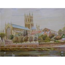 A PAIR OF WATERCOLOURS, first half of the 20th Century, Canterbury Cathedral and churchyard, unsi...