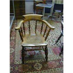 A SMOKER'S BOW ARM CHAIR, late  Victorian, 80-120...