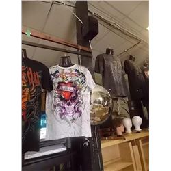 T-SHIRT - ED HARDY - WITH COLORED JEMS ATTACHED - "ED HARDY BY CHRISTIAN AUDIGER" - WOLF WITH LONG T
