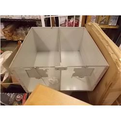 COMMERCIAL METAL STORE DISPLAY BIN ON PEDESTAL - GREY - CAN BE 1 OR 2 COMPARTMENT
