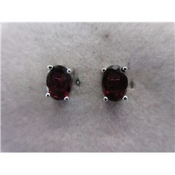 EARRINGS - NEW 2CT OVAL FACETTED GARNETS IN STERLING SILVER STUD DESIGN SETTING - RETAIL ESTIMATE $1