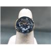 Image 1 : RING - 5CT ROUND FACETTED BLUE TOPAZ SET IN 10KT YELLOW GOLD SETTING - 4.45GRAMS - INCLUDES CERTIFIC