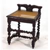 Image 1 : Carved oak hall seat with reeded upholstere…