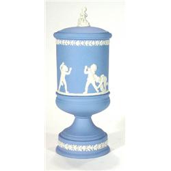 Wedgwood blue and white Jasperware urn and …