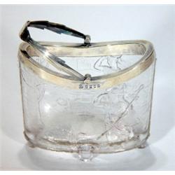 Clear Sowerby pressed glass basket moulded …