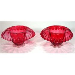 Pair of cranberry coloured sweet meat dishe…