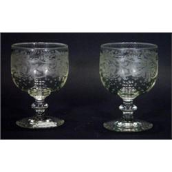 Pair of Victorian clear glass goblets cut w…