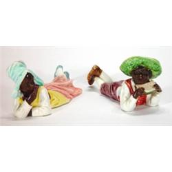 French Majolica negro boy and girl resting …
