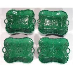Four Victorian green glazed rectangular twi…