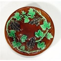 Victorian Majolica plate moulded with leave…