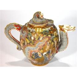 Japanese Satsuma dragon style teapot, hand …