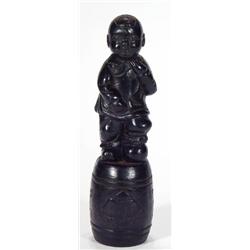 Ebonised carved hardwood oriental child wit…