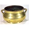 Image 1 : Twin handled Japanese brass pot, impressed …