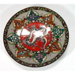 Japanese Cloisonne charger, the central dra…