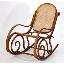 Thonet bentwood rocking chair with reeded s…