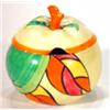 Image 1 : Clarice Cliff apple shaped jam pot and cove…