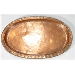 Hugh Wallis oval copper Art and Crafts tray…