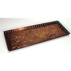 Rectangular Arts and Crafts copper tray emb…