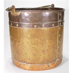 Copper and brass Arts and Crafts log bucket…