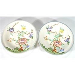Pair of Woods pottery chargers, relief moul…