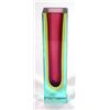 Image 1 : Square based Murano cut glass vase with pur…