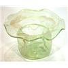 Image 1 : Square based green glass vase with frilled …