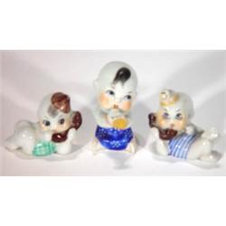 Three hand painted Japanese porcelain child…