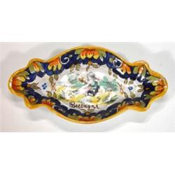 French faience dish, hand painted with a pe…