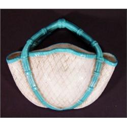 Victorian porcelain basket shaped wall pock…